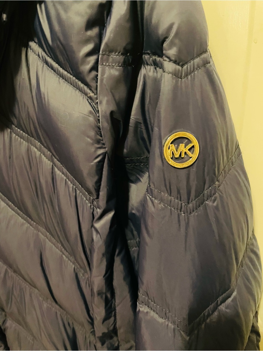Michael Michael Kors Navy Packable Down Jacket with Gold Zipper - Picture 4 of 6